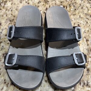 Dansko Kandi Black Double Strap Sandals with Silver Buckles Size 41 (9.5-10 US)
